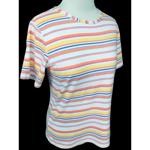 SPECULATION PETITIE LADIES SS COLORFUL STRIPED TEE TSHIRT TOP TUNIC COTTON PL - Picture 5 of 8